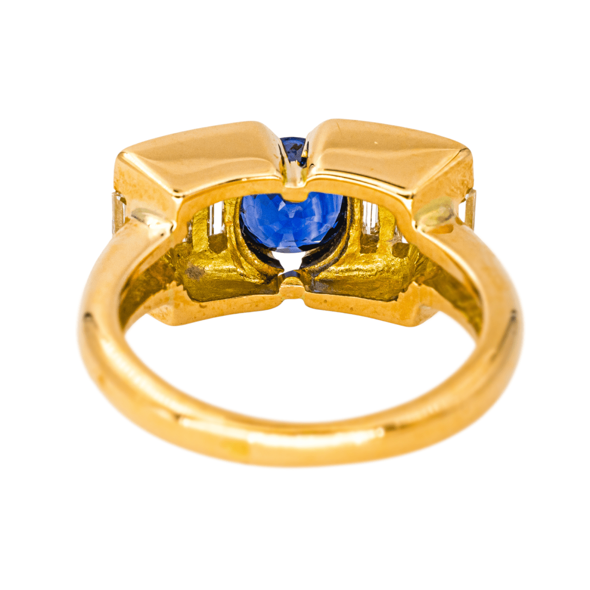 Bague Jarretière en or jaune, saphir et diamants - Castafiore