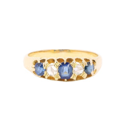 Bague Jarretière en or jaune saphirs et diamants taille rose - Castafiore