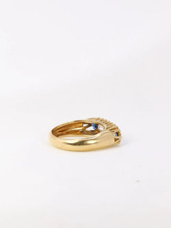 Bague jarretière or jaune saphirs diamants taille ancienne - Castafiore