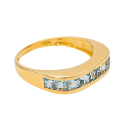 Bague Jonc BALMAIN en or jaune et topazes - Castafiore