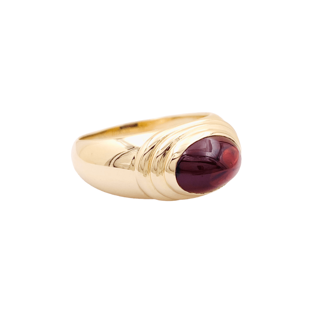 Bague Jonc BOUCHERON "Jaïpur" en or jaune et grenat - Castafiore