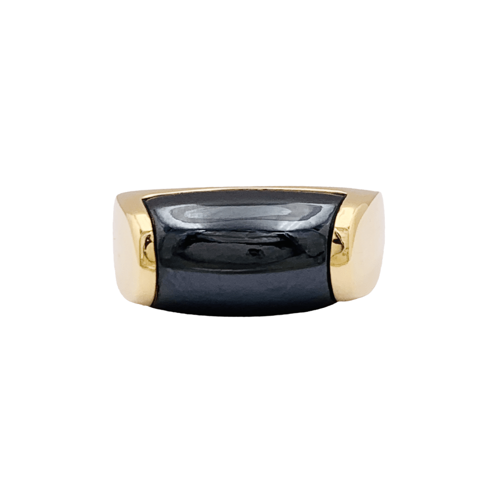 Bague Jonc BULGARI "Tronchetto" en or jaune et hématite - Castafiore