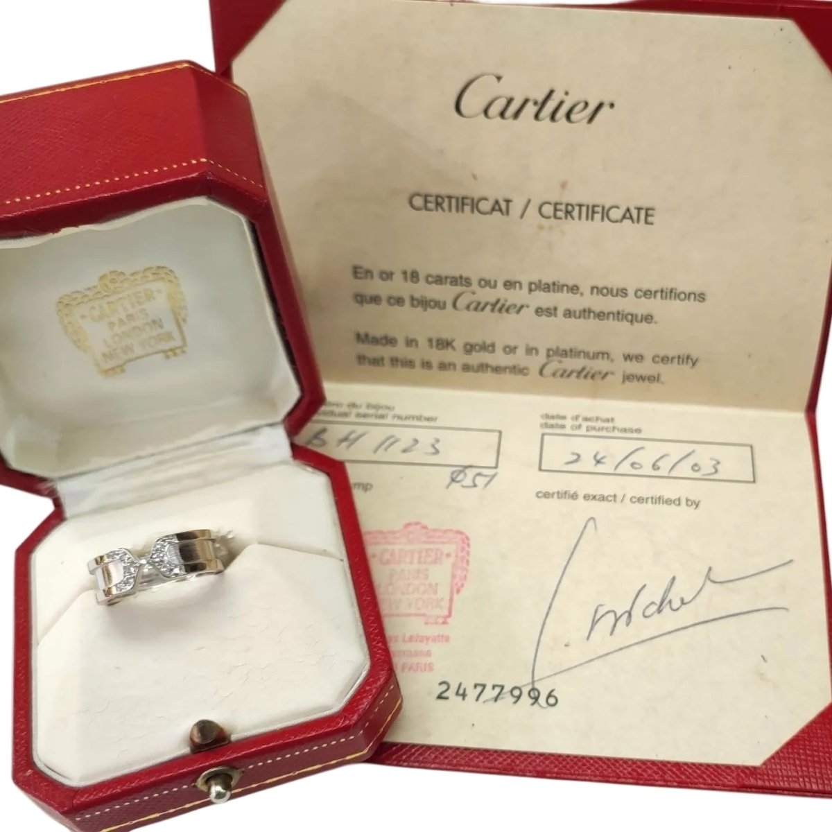 Bague Jonc CARTIER "C2" en or blanc et diamants - Castafiore