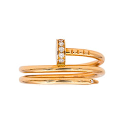 Bague Jonc CARTIER "Juste un clou double tour" en or rose et diamants - Castafiore