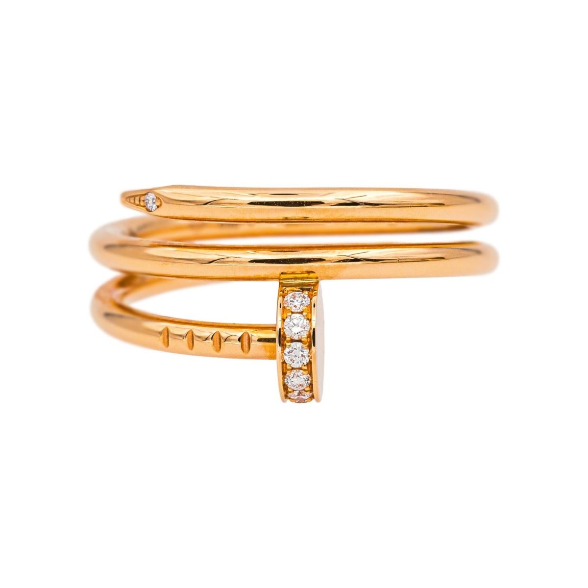 Bague Jonc CARTIER "Juste un clou double tour" en or rose et diamants - Castafiore