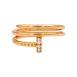 Bague Jonc CARTIER "Juste un clou double tour" en or rose et diamants - Castafiore