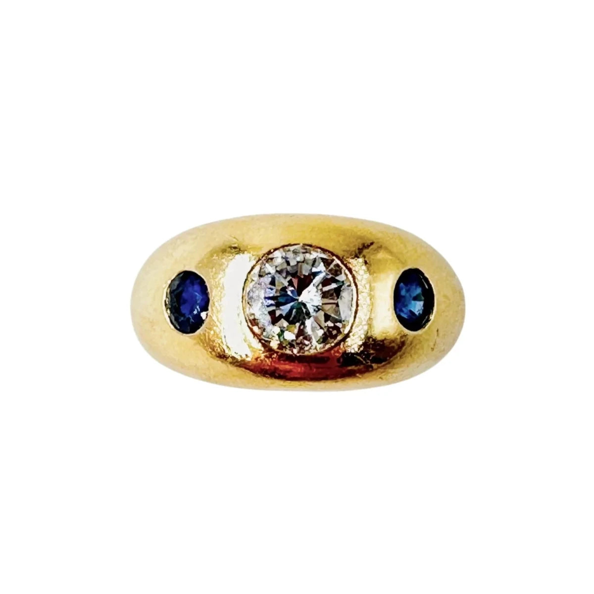 Bague Jonc CHAUMET en or jaune, saphirs et diamant - Castafiore