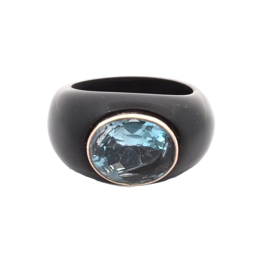 Bague Jonc en bakélite et topaze - Castafiore