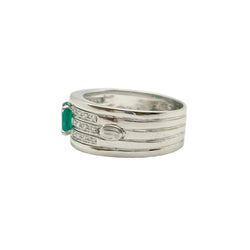 Bague Jonc en or blanc, émeraude et diamants - Castafiore