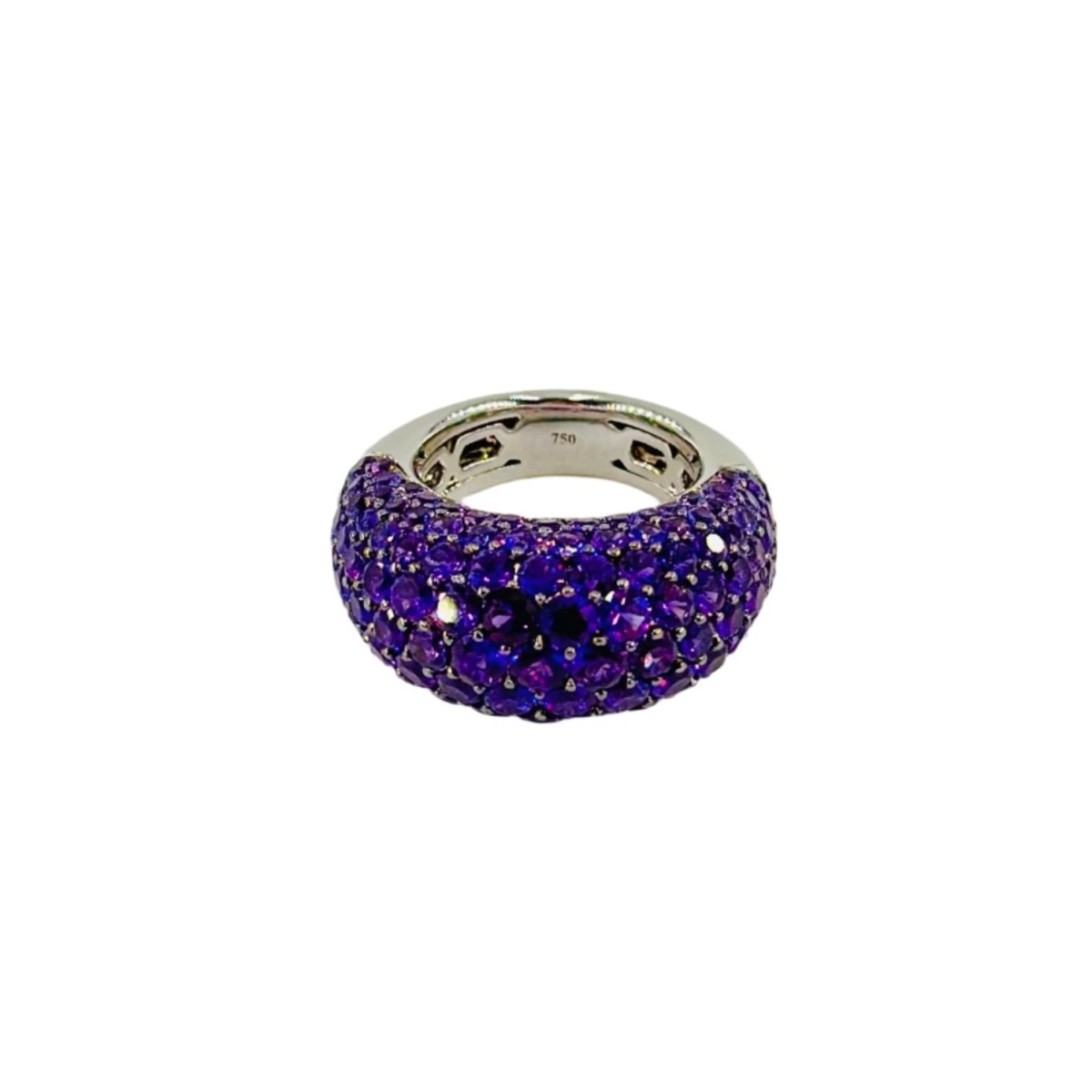 Bague Jonc en or blanc et améthystes - Castafiore