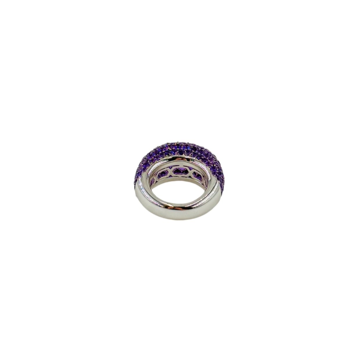 Bague Jonc en or blanc et améthystes - Castafiore