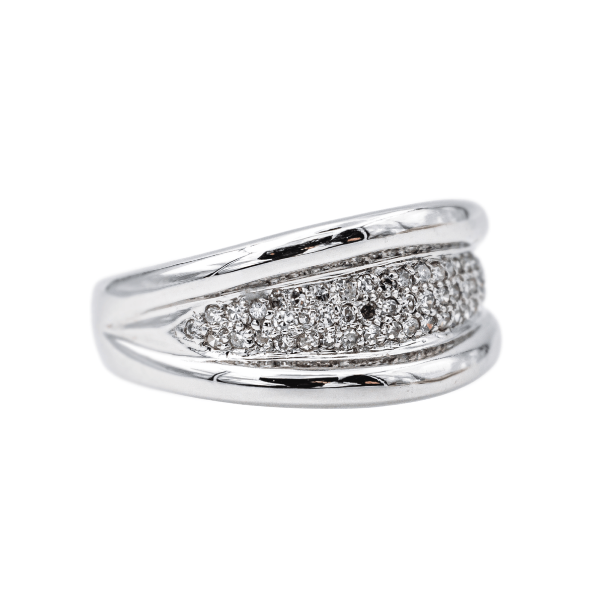 Bague Jonc en or blanc et diamants - Castafiore