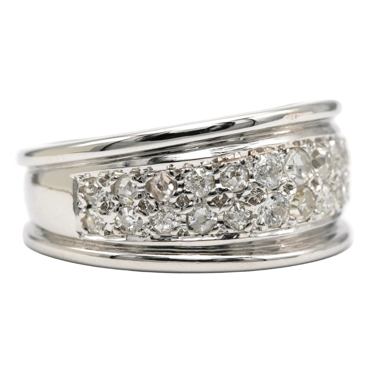 Bague Jonc en or blanc et diamants - Castafiore