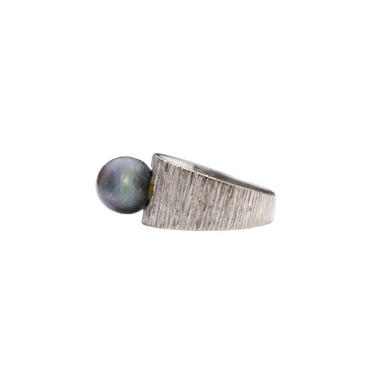 Bague Jonc en or blanc et perle - Castafiore