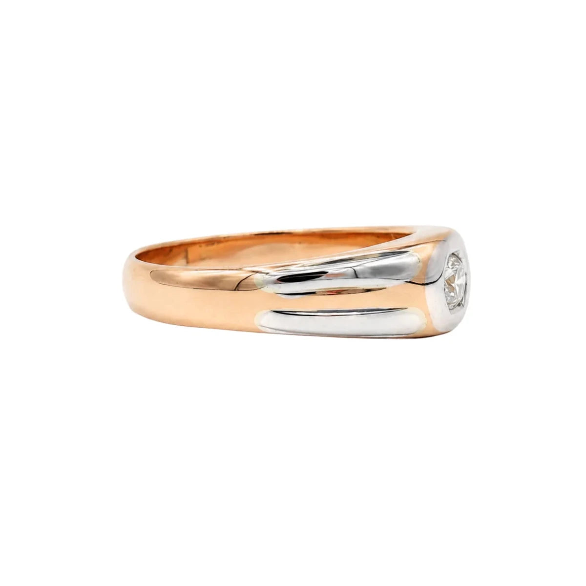 Bague Jonc en or blanc, or rose et diamant - Castafiore