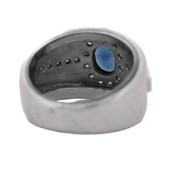 Bague Jonc en or blanc, saphir et diamants - Castafiore