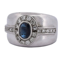 Bague Jonc en or blanc, saphir et diamants - Castafiore