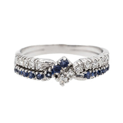 Bague Jonc en or blanc, saphir et diamants - Castafiore