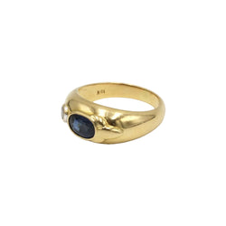 Bague jonc en or jaune, diamant et saphir - Castafiore
