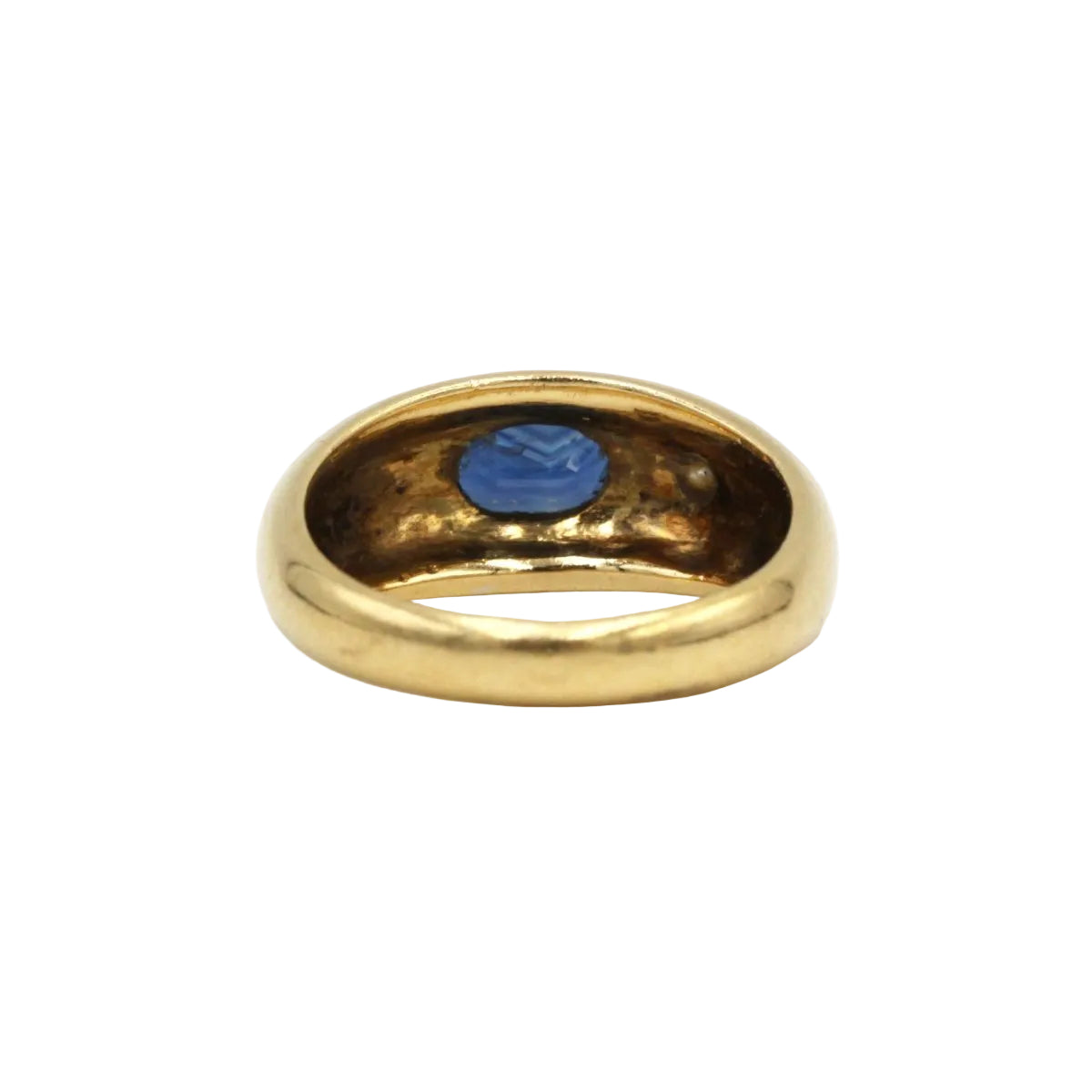 Bague jonc en or jaune, diamant et saphir - Castafiore