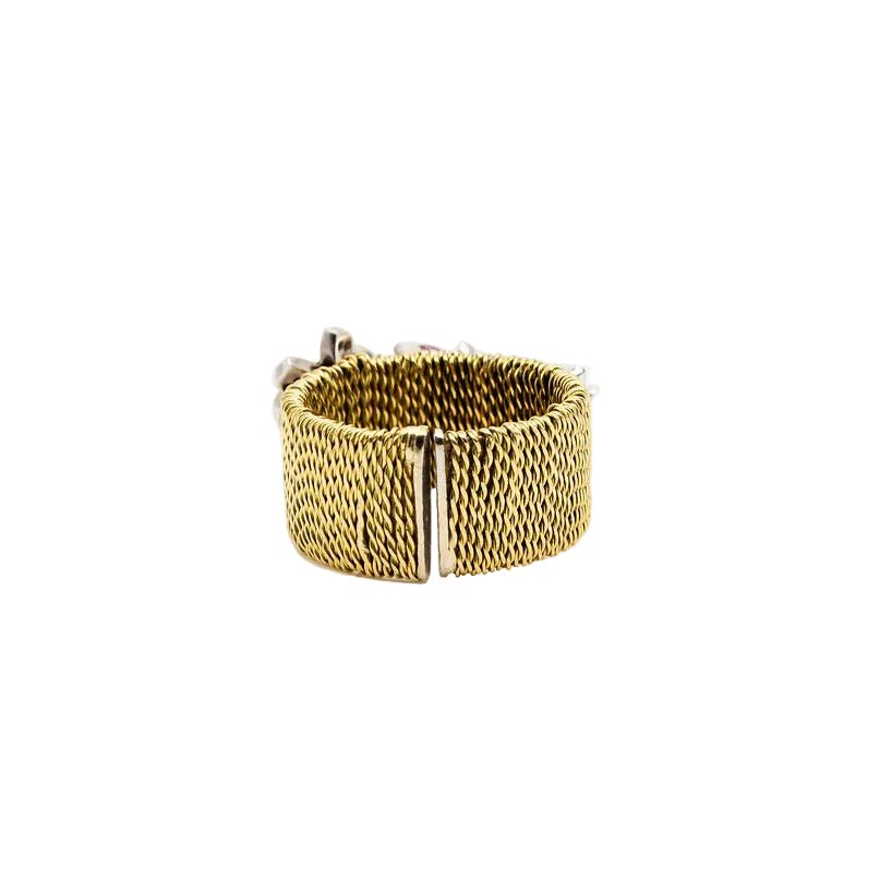 Bague Jonc en or jaune, diamants, et pierres précieuses - Castafiore