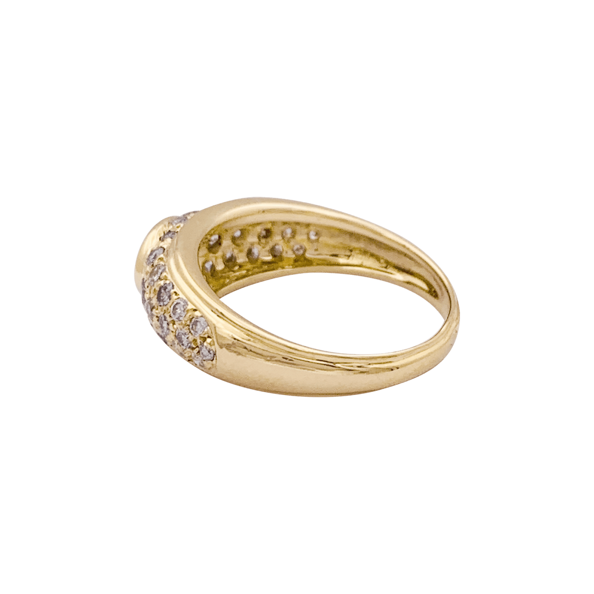 Bague jonc en or jaune, diamants, saphir. - Castafiore