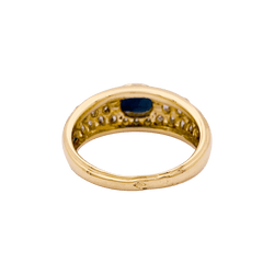 Bague jonc en or jaune, diamants, saphir. - Castafiore