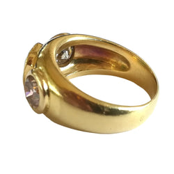Bague Jonc en or jaune, émeraude et diamants