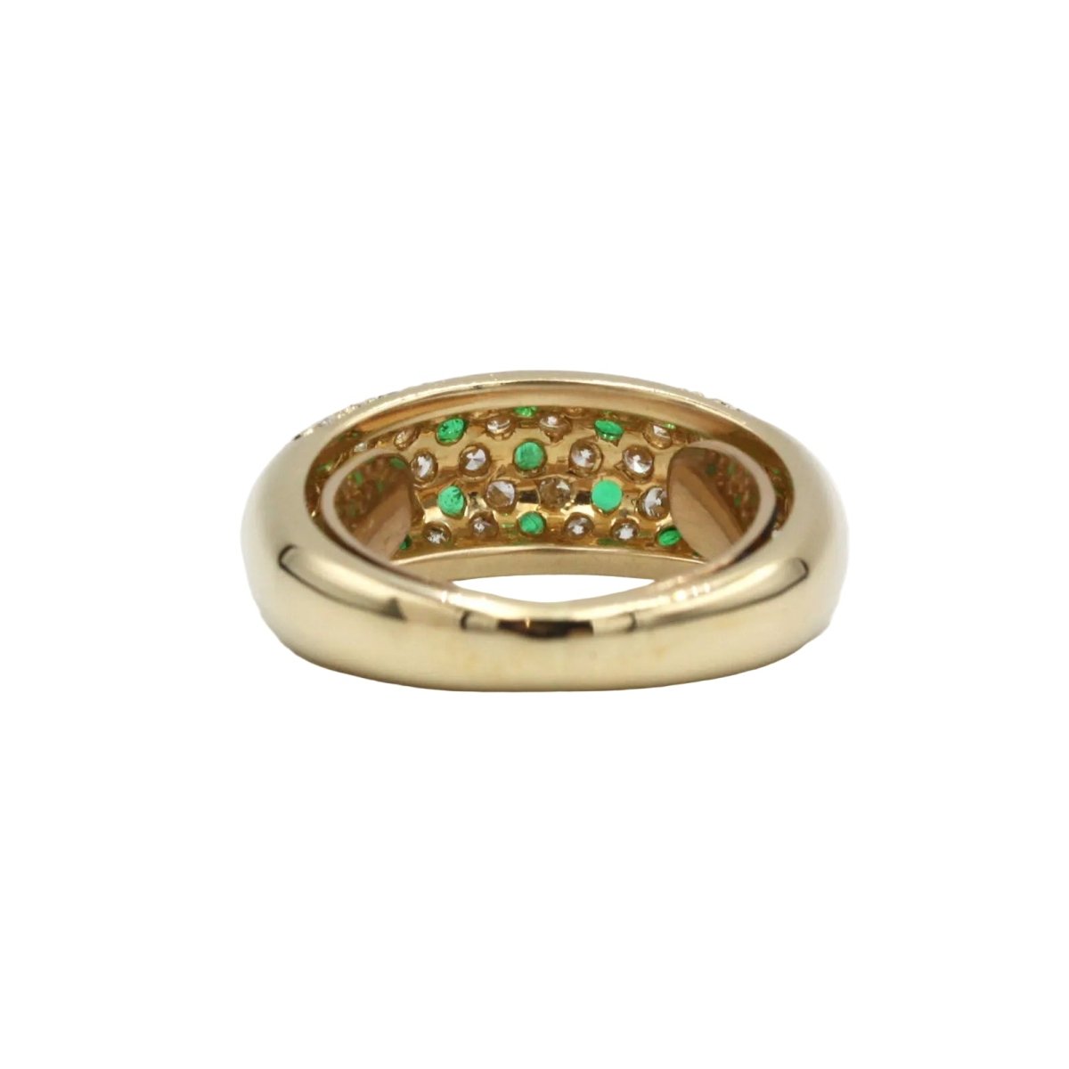 Bague Jonc en or jaune, émeraudes et diamants - Castafiore