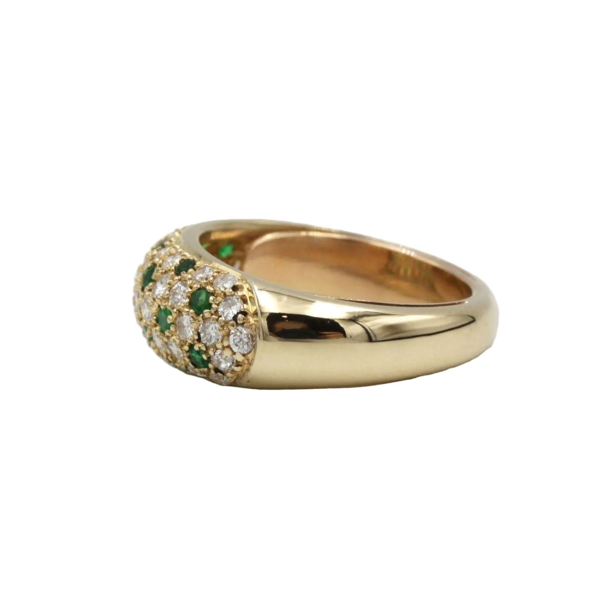 Bague Jonc en or jaune, émeraudes et diamants - Castafiore