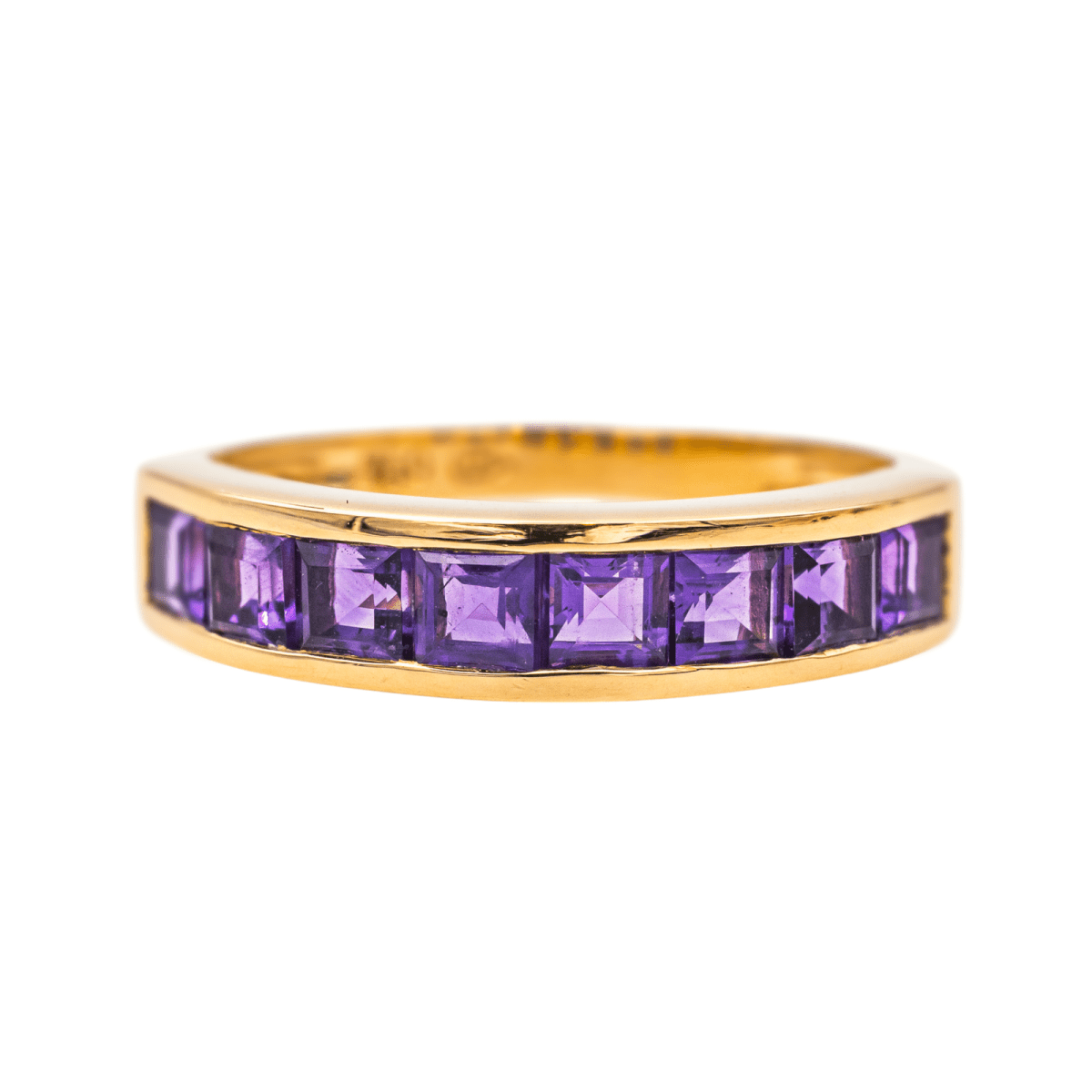 Bague Jonc en or jaune et améthystes - Castafiore