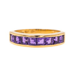 Bague Jonc en or jaune et améthystes - Castafiore