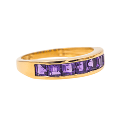 Bague Jonc en or jaune et améthystes - Castafiore