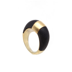 Bague Jonc en or jaune et bois - Castafiore