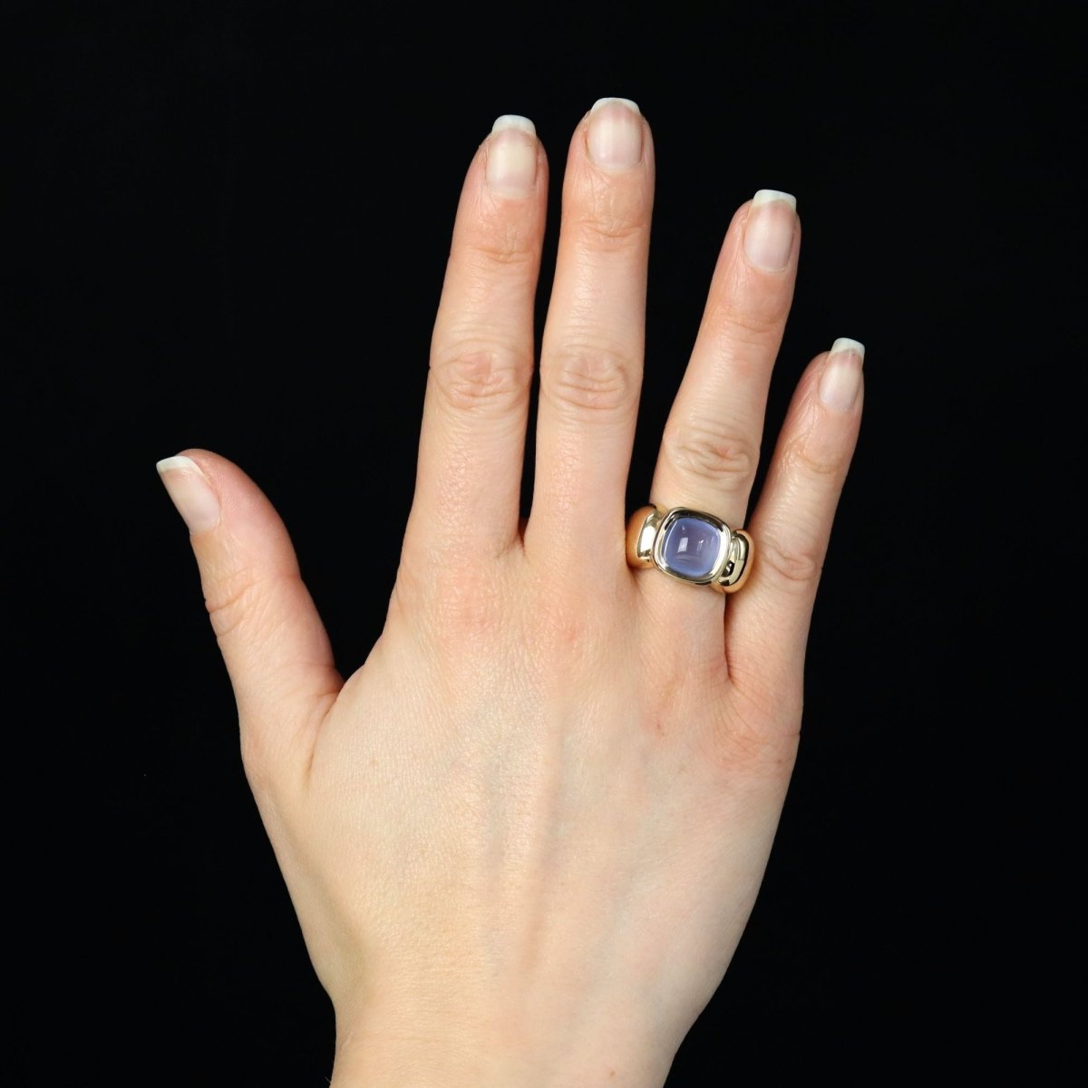 Bague Jonc en or jaune et caclédoine - Castafiore