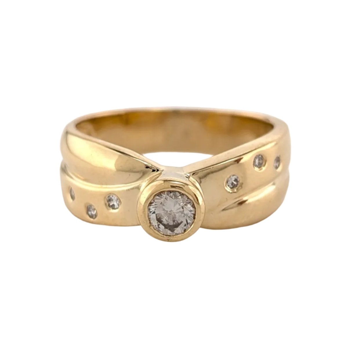 Bague Jonc en or jaune et diamant - Castafiore