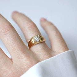 Bague Jonc en or jaune et diamant - Castafiore