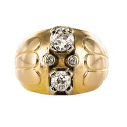 Bague Jonc en or jaune et diamants - Castafiore