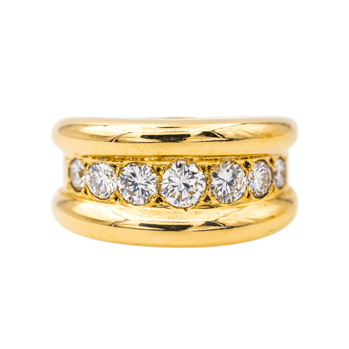 Bague Jonc en or jaune et diamants - Castafiore