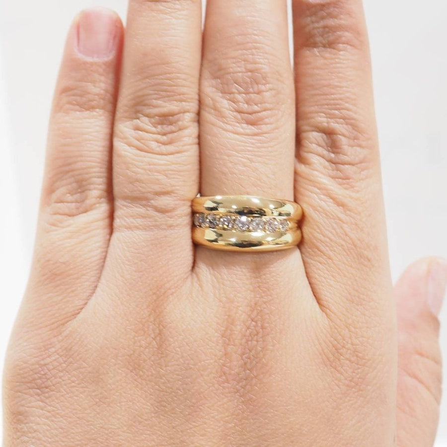 Bague jonc en or jaune et diamants - Castafiore