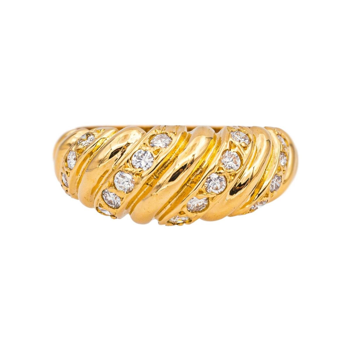 Bague Jonc en or jaune et diamants - Castafiore