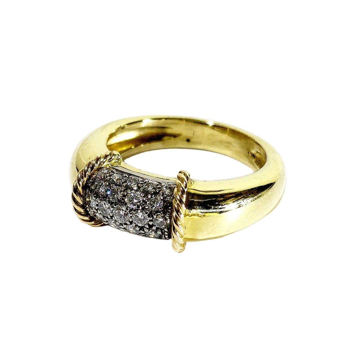 Bague Jonc en or jaune et diamants - Castafiore
