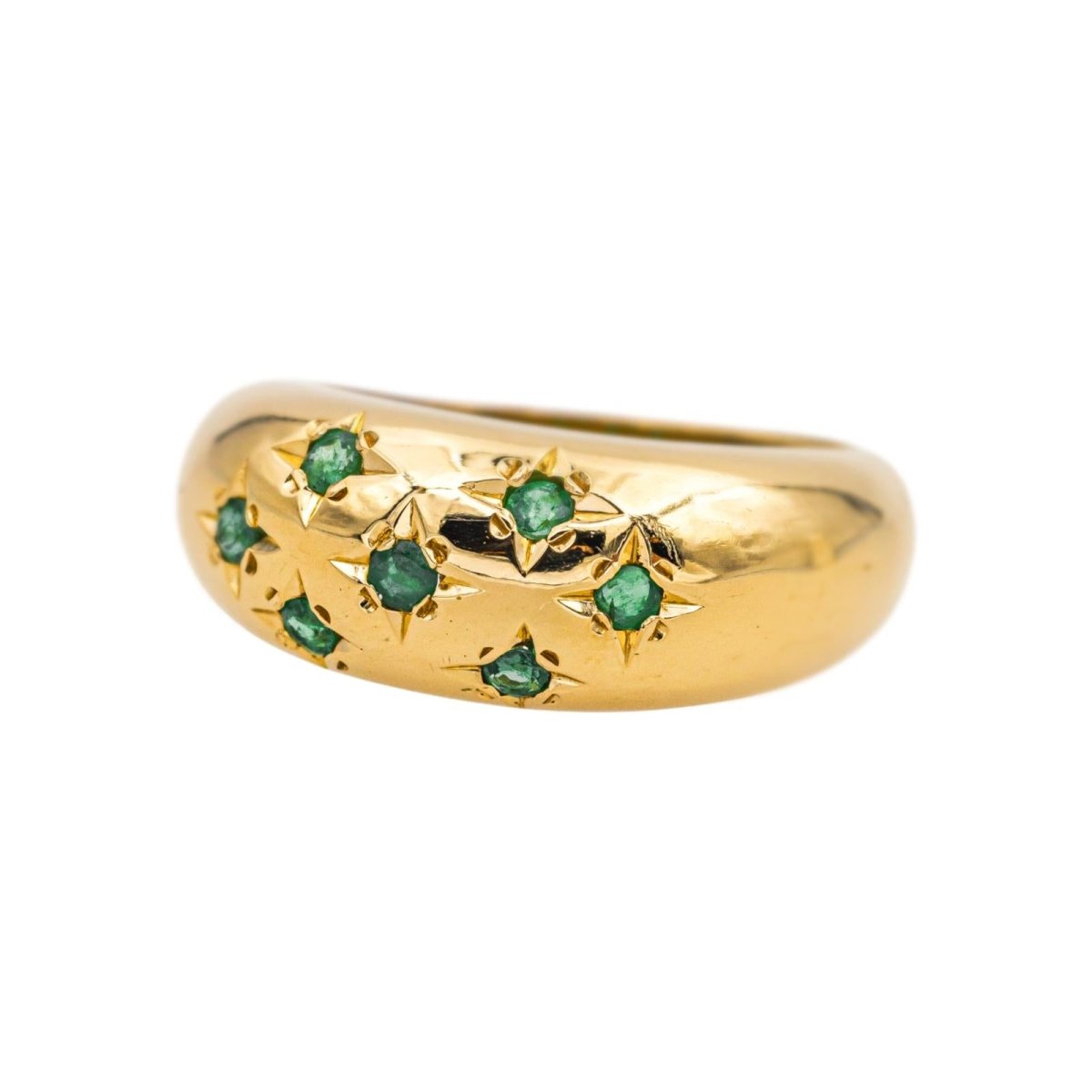 Bague Jonc en or jaune et émeraudes - Castafiore