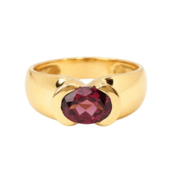 Bague Jonc en or jaune et grenat - Castafiore