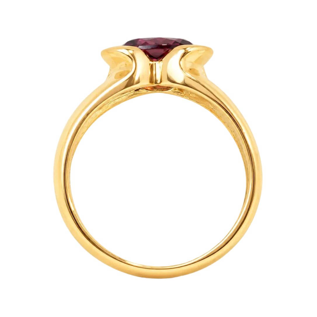 Bague Jonc en or jaune et grenat - Castafiore