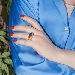 Bague Jonc en or jaune et lapis - lazuli - Castafiore