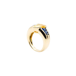 Bague Jonc en or jaune et saphirs