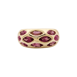 Bague Jonc en or jaune et tourmalines - Castafiore