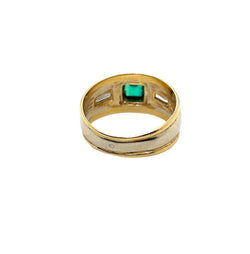 Bague Jonc en or jaune, or blanc, émeraude et diamants - Castafiore