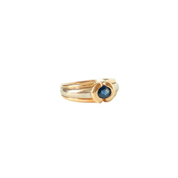 Bague Jonc en or jaune, or blanc, et saphir - Castafiore